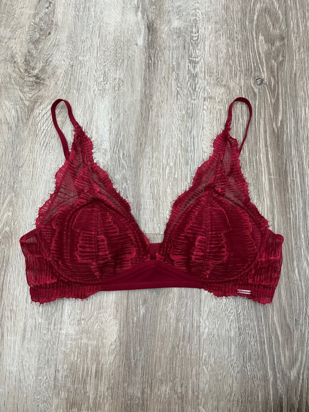Calvin Klein Burgundy Lace Triangle Bra